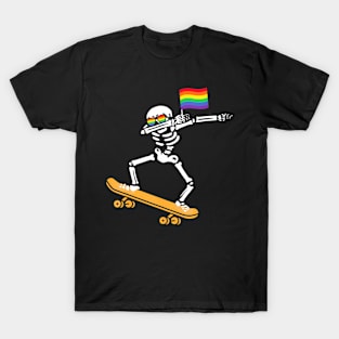 LGBT Dab Skeleton Skateboard Costume  Halloween T-Shirt